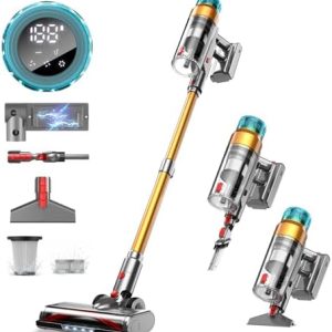 Cordless Vacuum Cleaner 680W - Powerful 60Kpa Stick Vacuum for Home & Pets, 75Mins Runtime, Anti-Tangle, Wall Mount Char